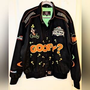 Disney GOOFY Daytona 500 NASCAR 2004 Sz XL Bomber Varsity Jacket, Coat EUC RARE!